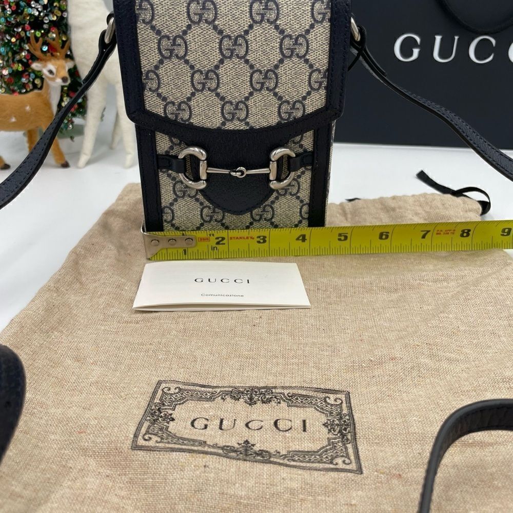 Women’s Gucci GG Supreme monogram horse bit 1955 shoulder bag made in Italy - Picture 3 of 11
